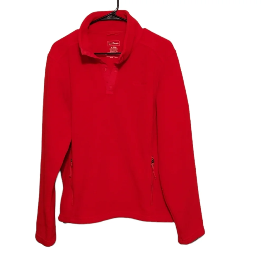 L.L. Bean Pullover T- Snap Size M Sweater Orange Red Fleece Gorpcore Outdoor
